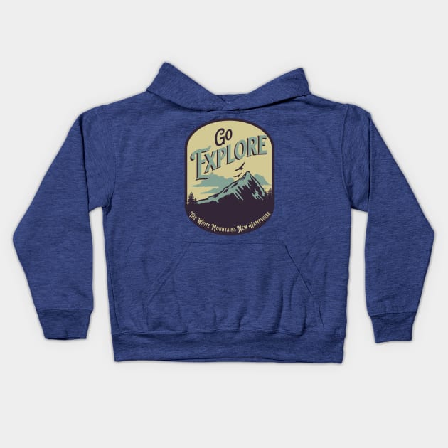 Explore White Mountains New Hampshire Kids Hoodie by Polynesian Vibes